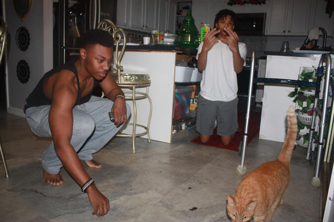 adam n solomon, @ the Gspot, random cat walked in the crib, named her Sony